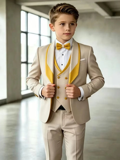Flower Boys Wedding Tuxedo 3 Pieces Jacket Vest Pants High Quality Kids Slim Fit Suit Set Piano Performance Wear 2-20T