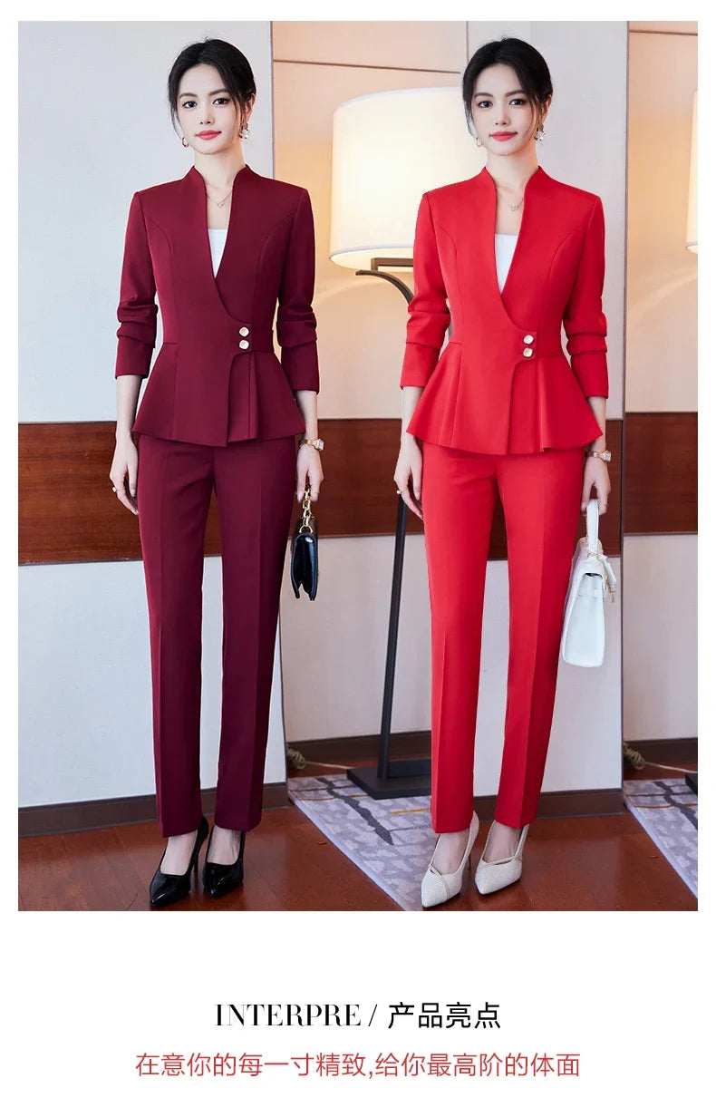 Long-Sleeved Suit for Women, Elegant Jacket and Trousers, Business and Work Uniform, Office Ladies, Special Fashion, 2025