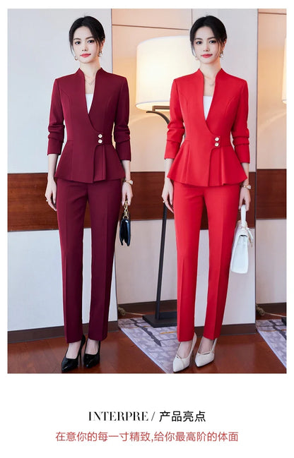 Long-Sleeved Suit for Women, Elegant Jacket and Trousers, Business and Work Uniform, Office Ladies, Special Fashion, 2025