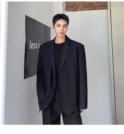Men's British Dandy Style Blazer, Premium Textured Casual Suit Jacket, Structured Shoulders Light Mature Fashion Coat for Autumn