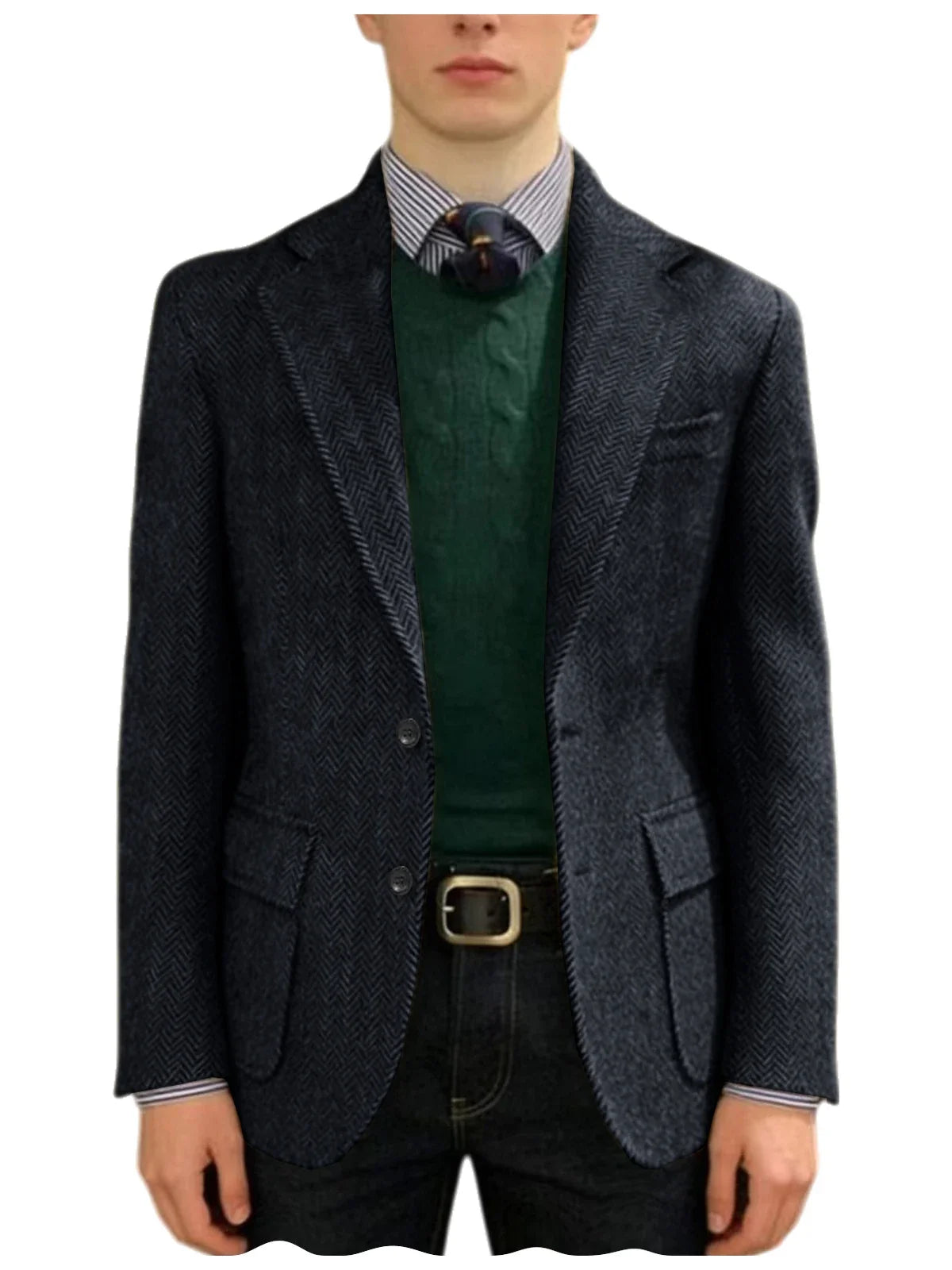 Men's Herringbone Tweed Blazer Classic Fit 2-Button Notch Lapel Flap Pockets Suit Jacket Casual Daily Business Men Sport Coat