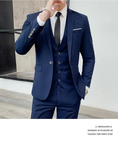 Men's Three-Piece Slim Fit Suit | Blazer, Waistcoat & Trousers for Formal and Business Occasions