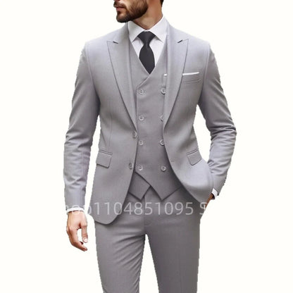 High Quality Men Wedding Suits Fashion Male Business Social Dance Party Dress Peak Lapel Blazers Pants with Vest for Party Prom