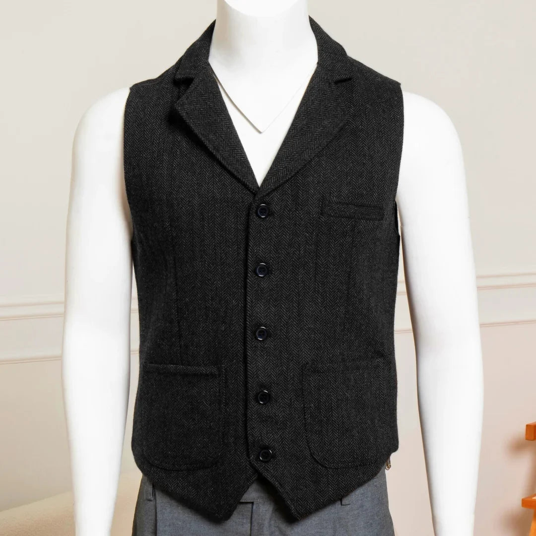 Men's Formal Vest Single Breasted Lapel Waistcoat for Weddings & Business