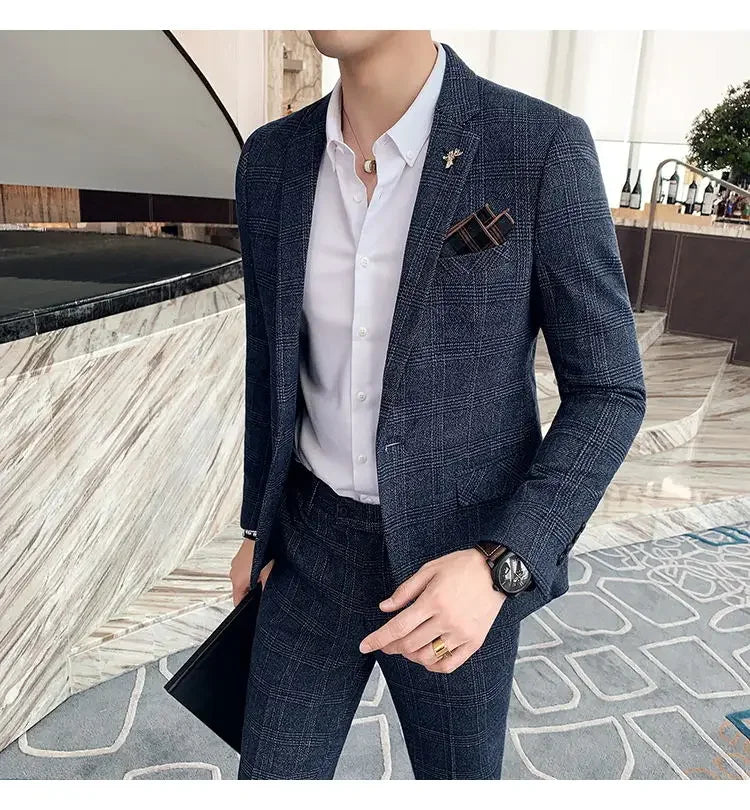 Men's Hemp Linen Suit (Blazer + Pants) – Smart Casual British Style for Business, Wedding & Everyday Wear