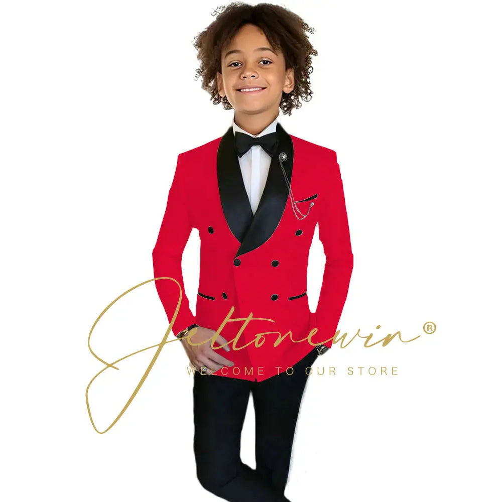 Boys Formal Suits Double Breasted Wedding Outfits Host Performance Costume for Children 2-16 Years Old Kids Birthday Blazer Set