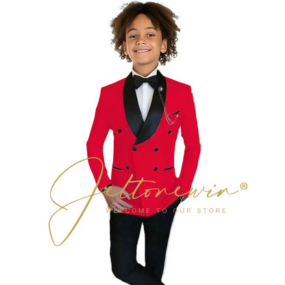 Boys Formal Suits Double Breasted Wedding Outfits Host Performance Costume for Children 2-16 Years Old Kids Birthday Blazer Set
