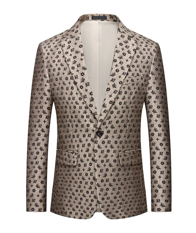 Men's Printed Suit Jacket – Paisley Floral Single Breasted Party Blazer for Men – Plus Size