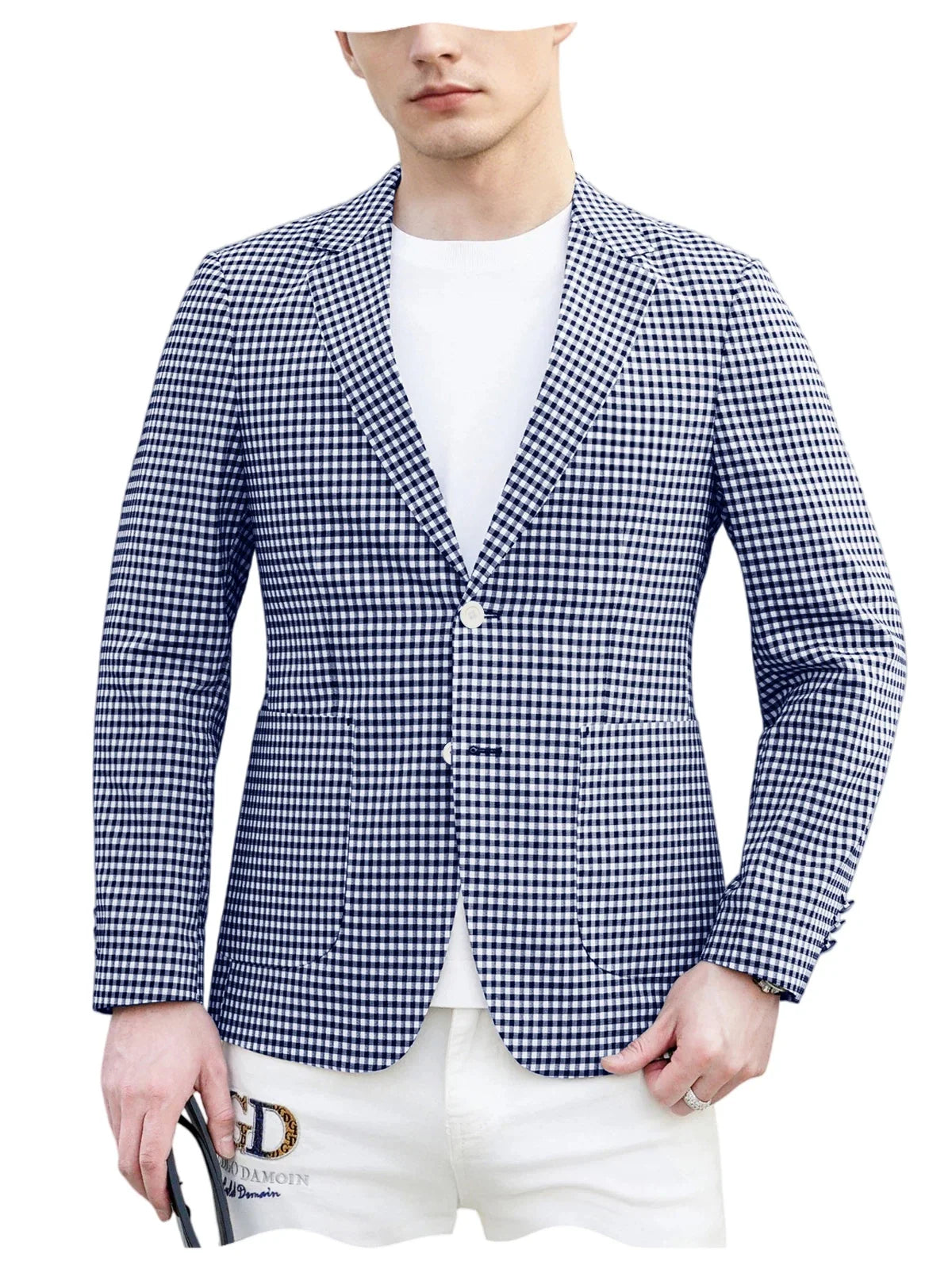 Men's Plaid Blazer Slim Fit Business Casual Checkered Suit Jacket Lightweight Notched Lapel Sport Coats for Office Daily Wear