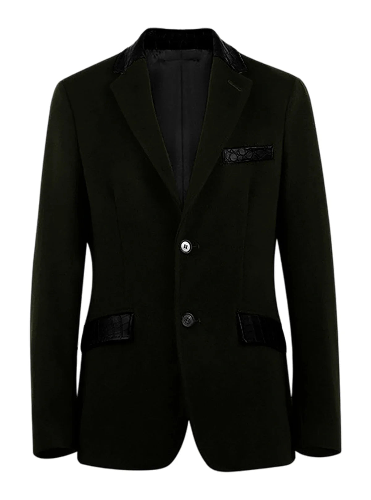 Men's Wool Blend Blazer Black Croc Print Lapel Collar Slim Fit Formal Business Casual Suit Jacket Autumn Winter Sport Coat