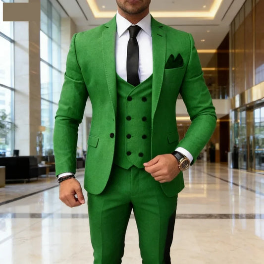 Men's Slim Fit 3-Piece Suit Set for Wedding, Prom & Business – Multiple Colors