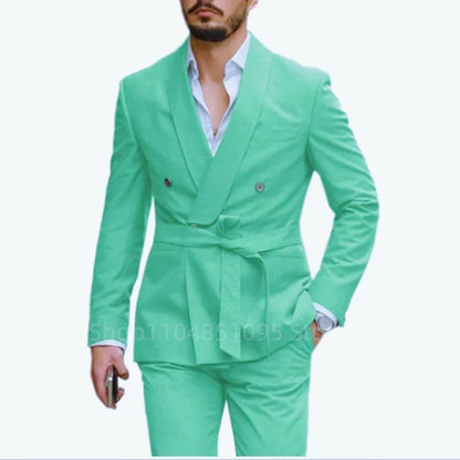 Slim Fit Shawl Lapel Men's Wedding Suits 2 Piece Formal Business Groom Wear Fashion Style Blazer Pants Tuxedos Costume Homme