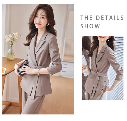 Professional Long-Sleeved Trouser Suits for Women, Fashionable Trousers, High Quality, Show, Elegant, New, Autumn and Winter