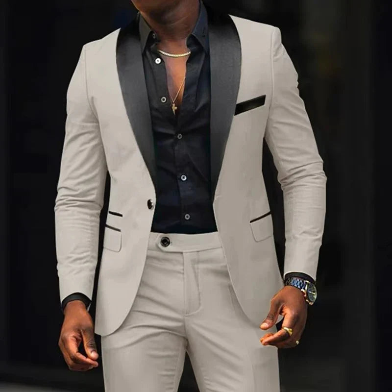 Men's 2-Piece Single Breasted Slim Fit Business Suit – Blazer & Pant Set