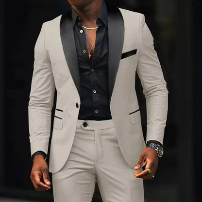 Men's 2-Piece Single Breasted Slim Fit Business Suit – Blazer & Pant Set