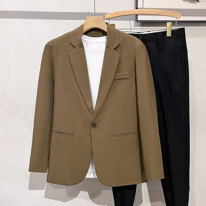 Men 2026 Korean Style Loose Blazer Spring Autumn Versatile Casual Suit Jacket Trendy Handsome Outerwear