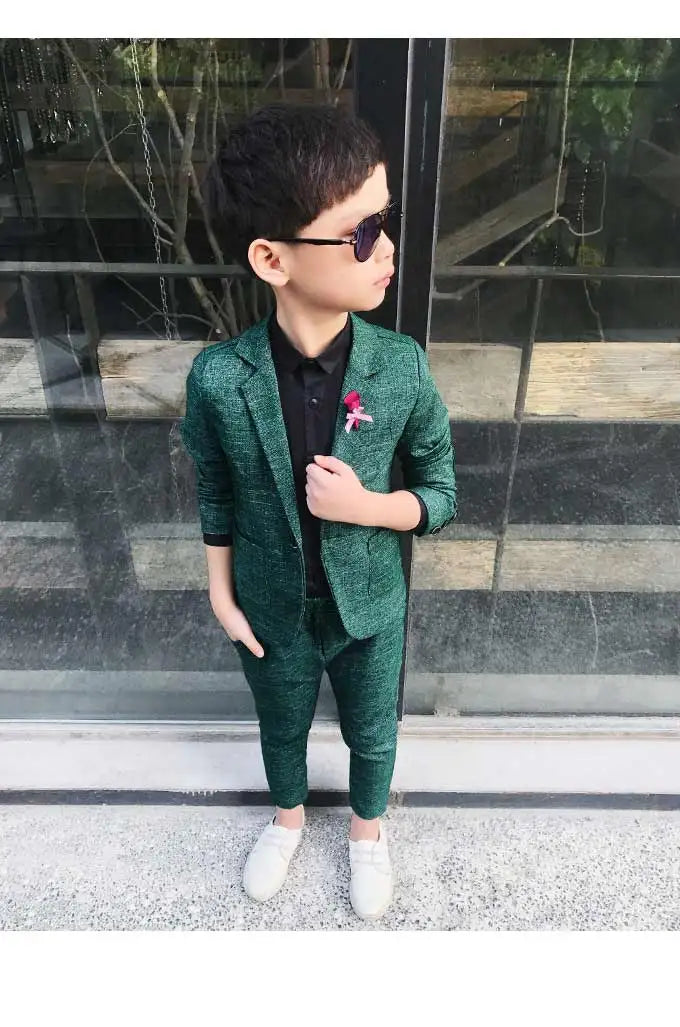 Kids Wedding Ceremony Slim Suit Children Formal Blazers Pants 2Pcs Photography Clothes Good Quality Baby Boys Handsome Suit