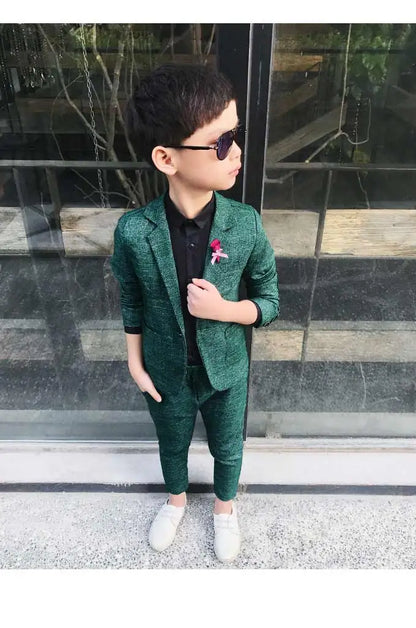 Kids Wedding Ceremony Slim Suit Children Formal Blazers Pants 2Pcs Photography Clothes Good Quality Baby Boys Handsome Suit