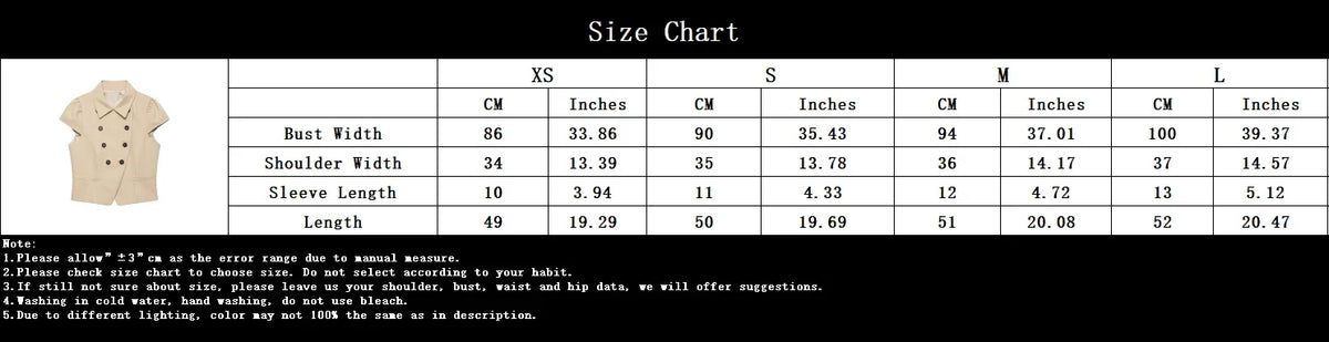 Women Trendy Short Sleeve Blazer Double Breasted Slim Fit Khaki Blazer 2026 Spring Summer Commute Lady Slim Short Top