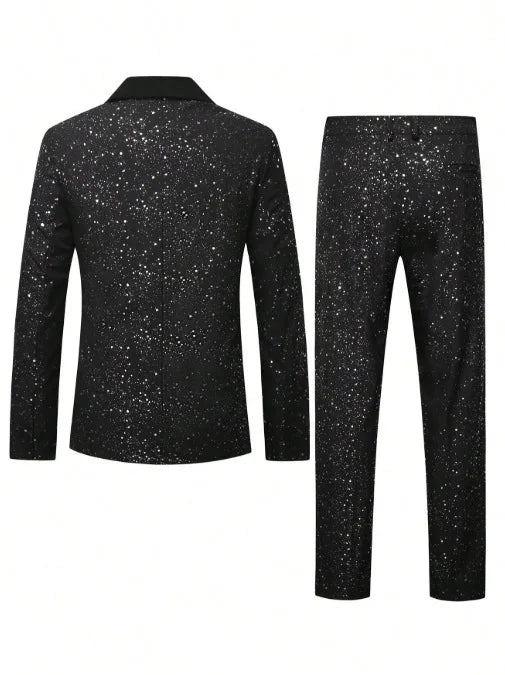 High-quality Fashionable Banquet Party Men's Clothing - European-style Shiny Banquet Stylish Men's Suit Sets