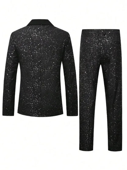 High-quality Fashionable Banquet Party Men's Clothing - European-style Shiny Banquet Stylish Men's Suit Sets