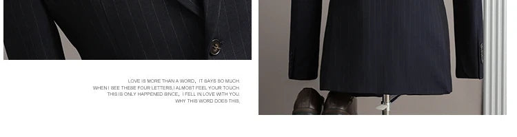 A Stylish and Cool Striped Casual Business Three-Piece Suit Set for the Autumn of 2025, a High-Quality Wedding Suit