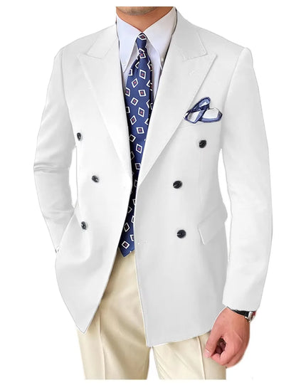 XS-6XL Men's Wedding Tuxedo Jacket Double Breasted Peak Lapel Formal Business Groom Wear Blazer for Wedding Prom Daily