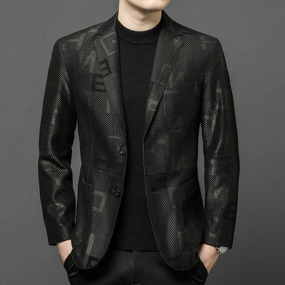 Men's Sheepskin Leather Blazer – Slim Fit Winter Jacket