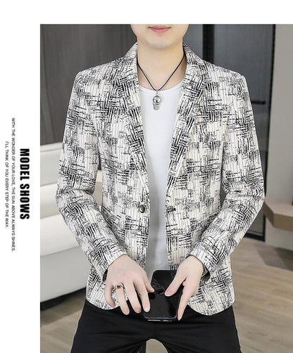 Men's Blazer Fashionable Casual Business Gentleman Outdoor Trendy Checkered Banquet Versatile and Slimming Korean Version Blazer