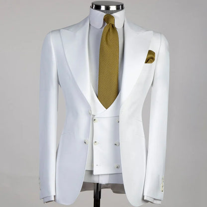 Men's 3 Piece Solid Tuxedo Jacket with Lapel And Pocket for Birthday Wedding Office Work Jacket