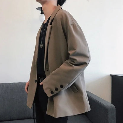 Men's Spring Korean Style Retro Blazer Ins Trendy Hong Kong Style Cool Jacket Viral Vintage Casual Suit Outerwear New