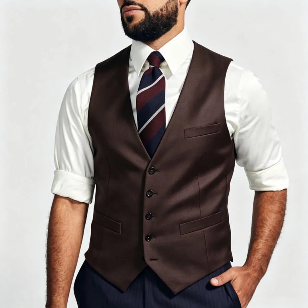 Men's Formal Vest – Single Breasted V-Neck Suit Waistcoat for Weddings & Business