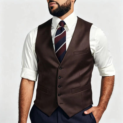 Men's Formal Vest – Single Breasted V-Neck Suit Waistcoat for Weddings & Business