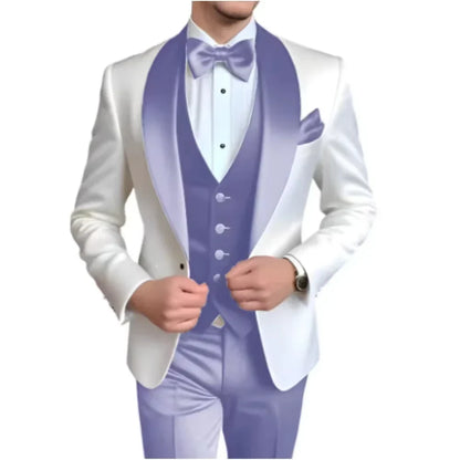 Men's 3-Piece Tuxedo Suit – Shawl Lapel, Slim Fit, Wedding & Formal Occasions