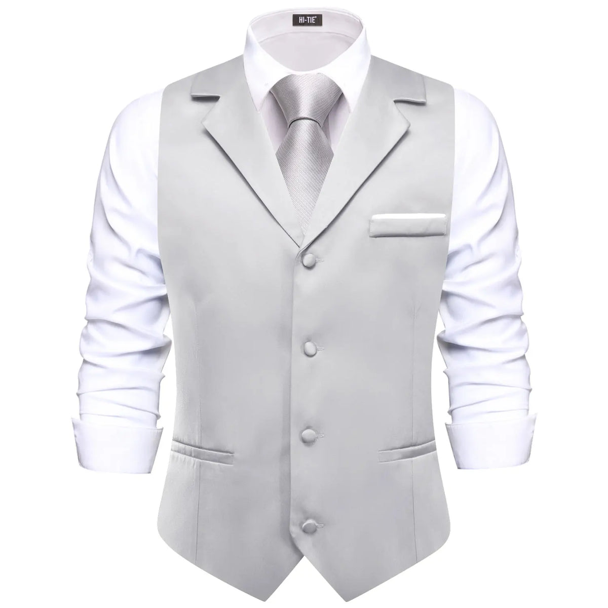 Men's Vest with Tie V-Neck Jacquard Waistcoat for Tuxedo Business Party