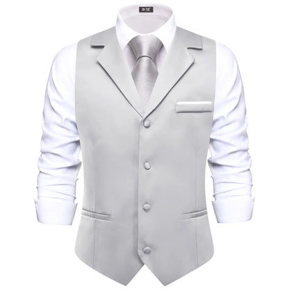 Men's Suit Vest with Tie Jacquard V-Neck Waistcoat for Business and Casual Occasions – Dusty Pink