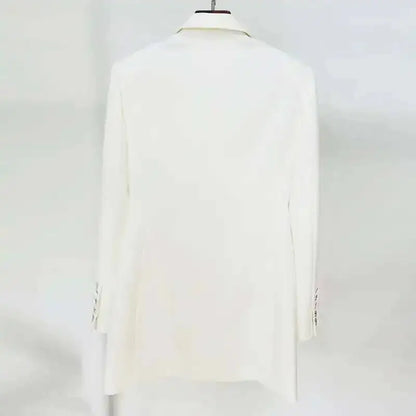 Trendy Fashion Women's Tide Handmade Gorgeous Blazer Heavy Industry Nail Bead Inlaid Diamond Slim Medium Length Coats H2699