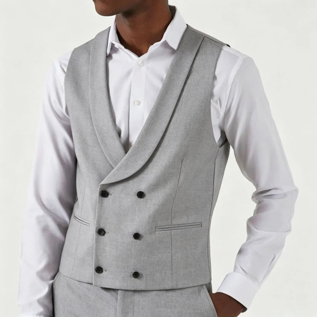 Men's Formal Vest – Double Breasted Lapel Waistcoat for Weddings & Business