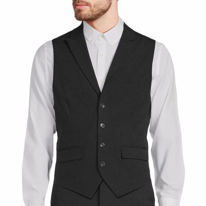 Men's Formal Vest Single Button Lapel Solid Waistcoat for Wedding & Business