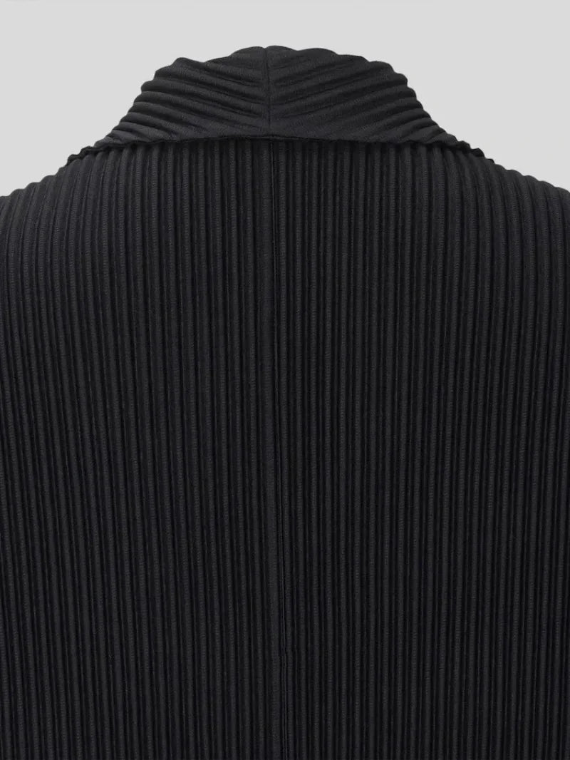 Miyake Pleated Men's Blazer Jacket Japanese Style Slim Fit Suit Coat Stretch Business Casual Office Fashion Luxury Wrinkle Free