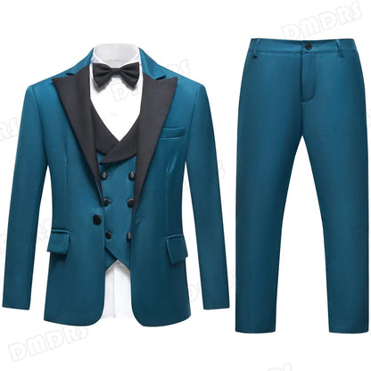 Boys 3-Piece Suit Set for Wedding & Formal Occasions – Solid Color, Ages 3–14