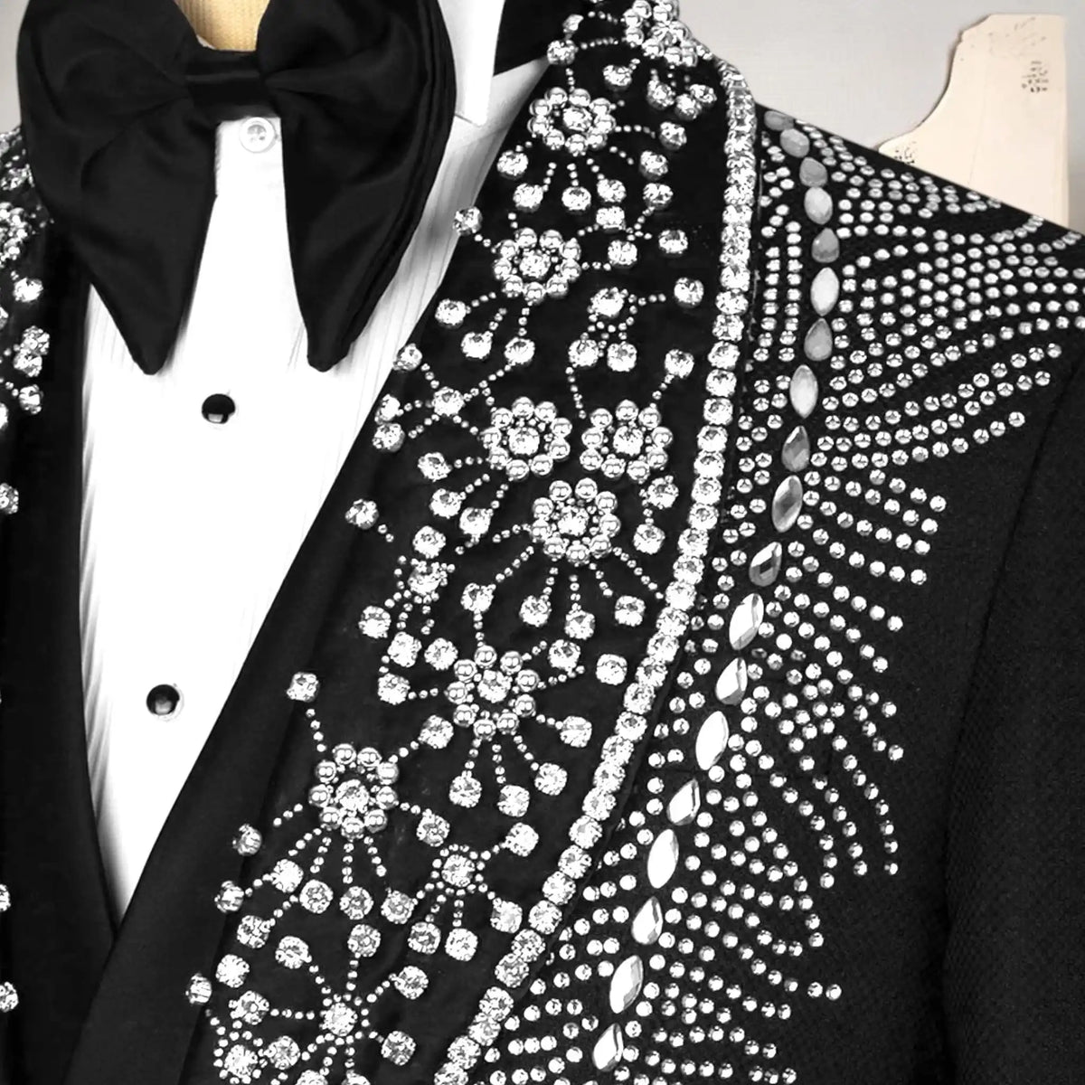 Suit For Man Black Custom Design, Wedding Crystal Embellished Tuxedo Set, Party Suit, Prom Men's Tuxedo, Stage Costume