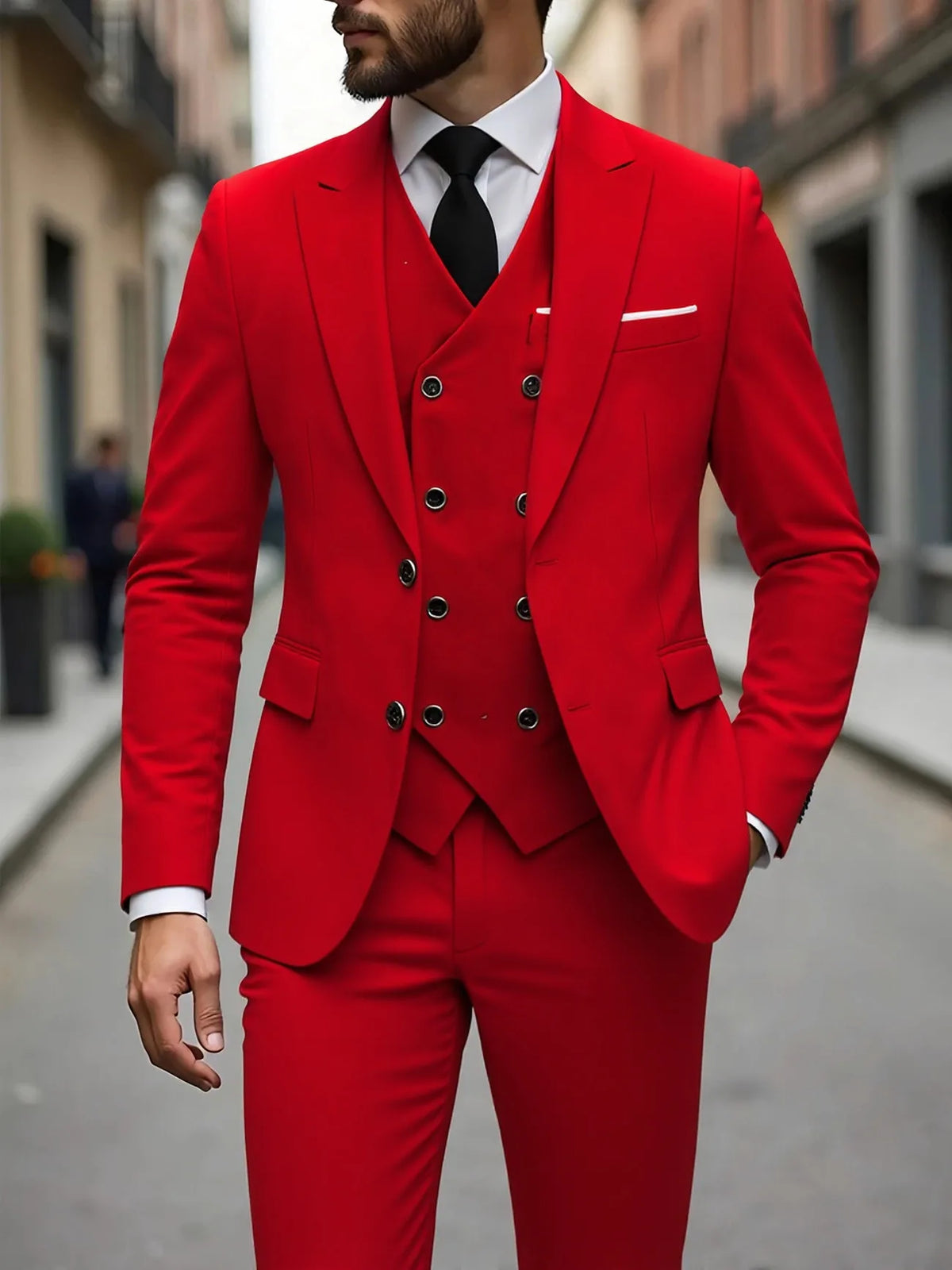 Costumes de Mariage Classiques Tuxedos Slim Fit Marié Pour Homme 3 Pièces Costume de Garçon d'Honneur Homme Formel Costume d'Affaires Homme (Veste+Gilet+Pantalon)