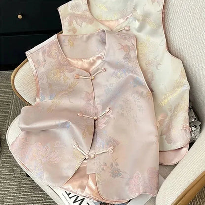 Female High-end Jacquard Waistcoat Coat Spring Autumn Women Leisure Sleeveless Jacket Retro Lady Large Size 4XL Vest Tops