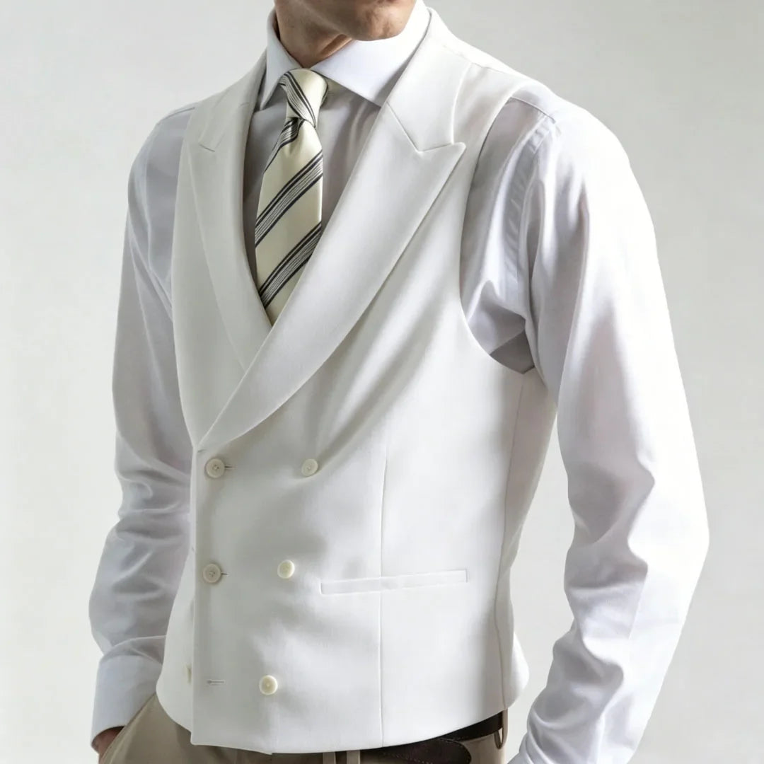 Men's Double Breasted Formal Vest – Tailored Waistcoat for Weddings & Business