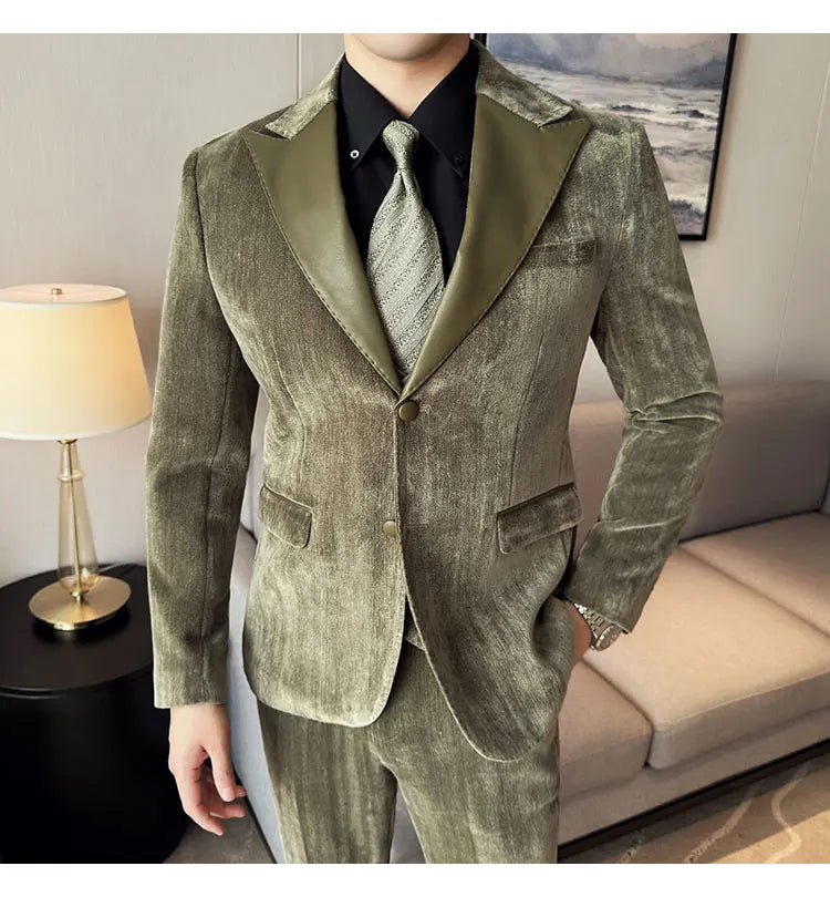 Men's Slim Fit 3-Piece Suit – Smart Casual & Wedding Formal Set