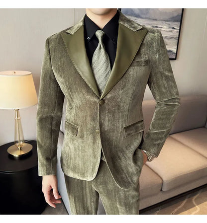Men's Slim Fit 3-Piece Suit – Smart Casual & Wedding Formal Set