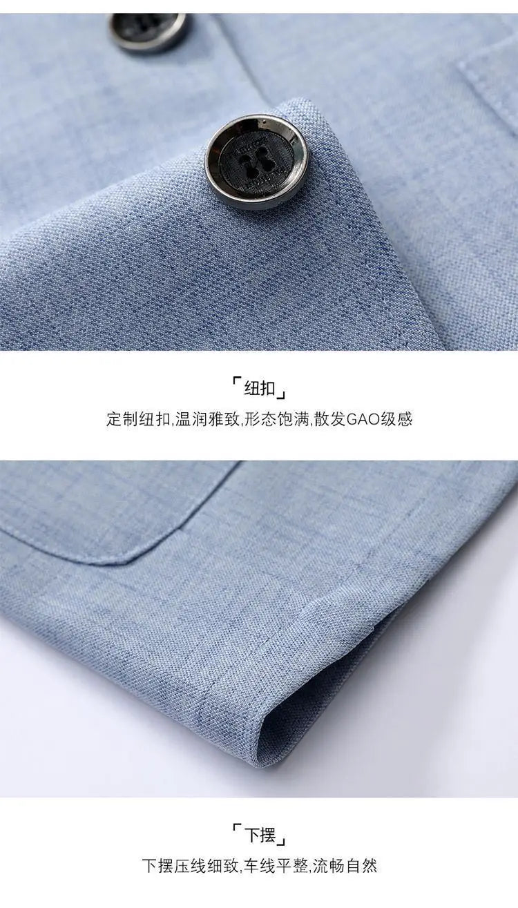 30% Linen Blazer - Men's Fashionally Fit Business Formal Wedding Gentleman's Cool Silk Lightweight Breathable Casual Blazer