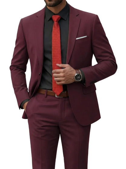 Hot Sale Man Suit Set 2 Pieces Jacket Pants Business Outfit Notched Lapel Casual Men's Regular Fit Tuxedo Wedding Guest Clothes