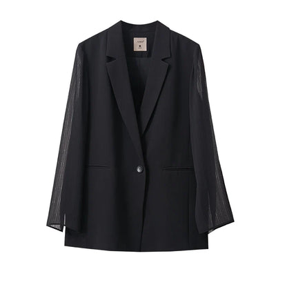 Women's Coat Autumn Autumn Fashion Turned Over Collar Color-block Spliced Fabric Casual Loose Blazers For Woman 12641083
